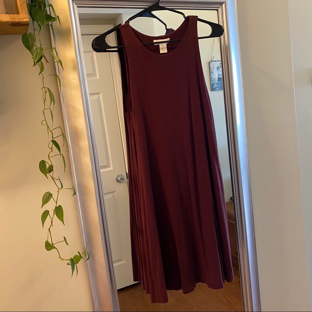 H&M Basic Swing A-line Dress in Burgundy